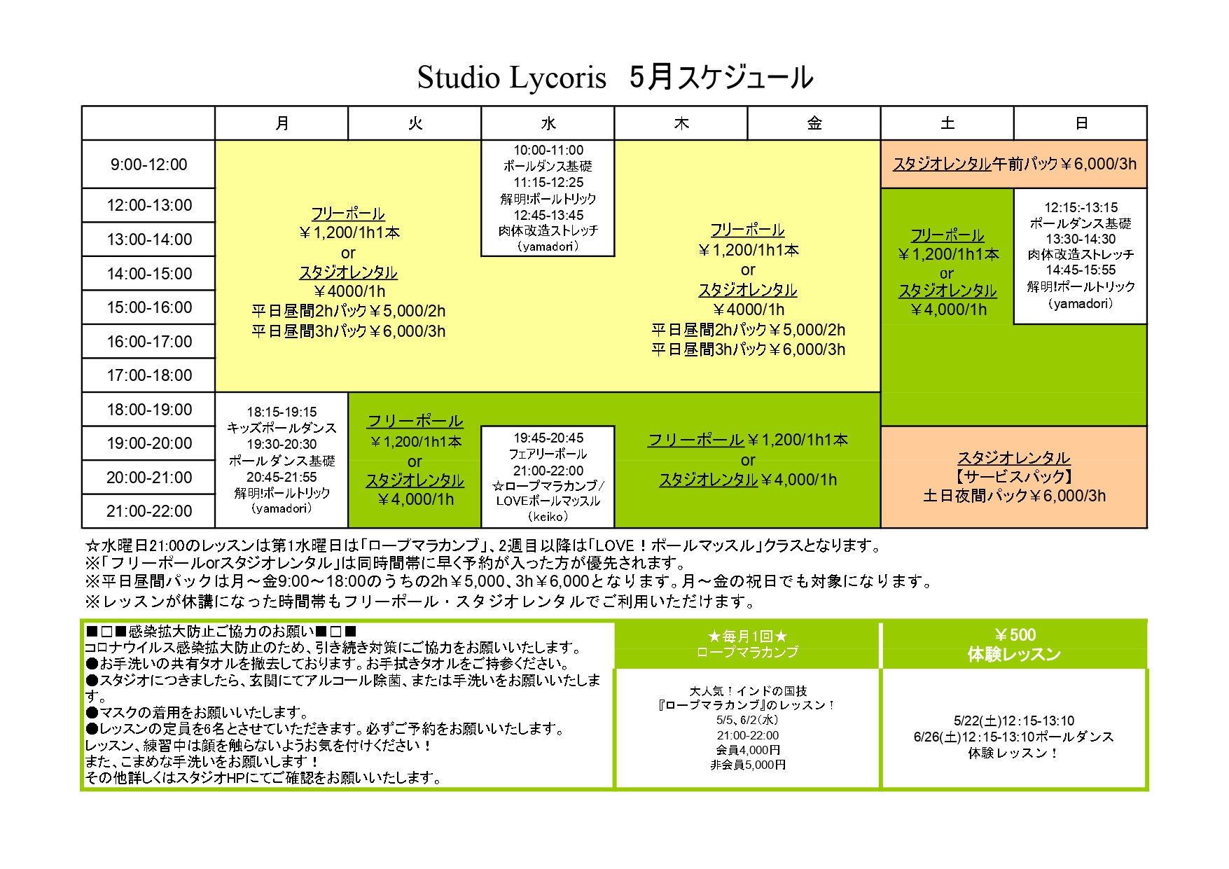 レッスンについてpole Fitness Studio Lycoris